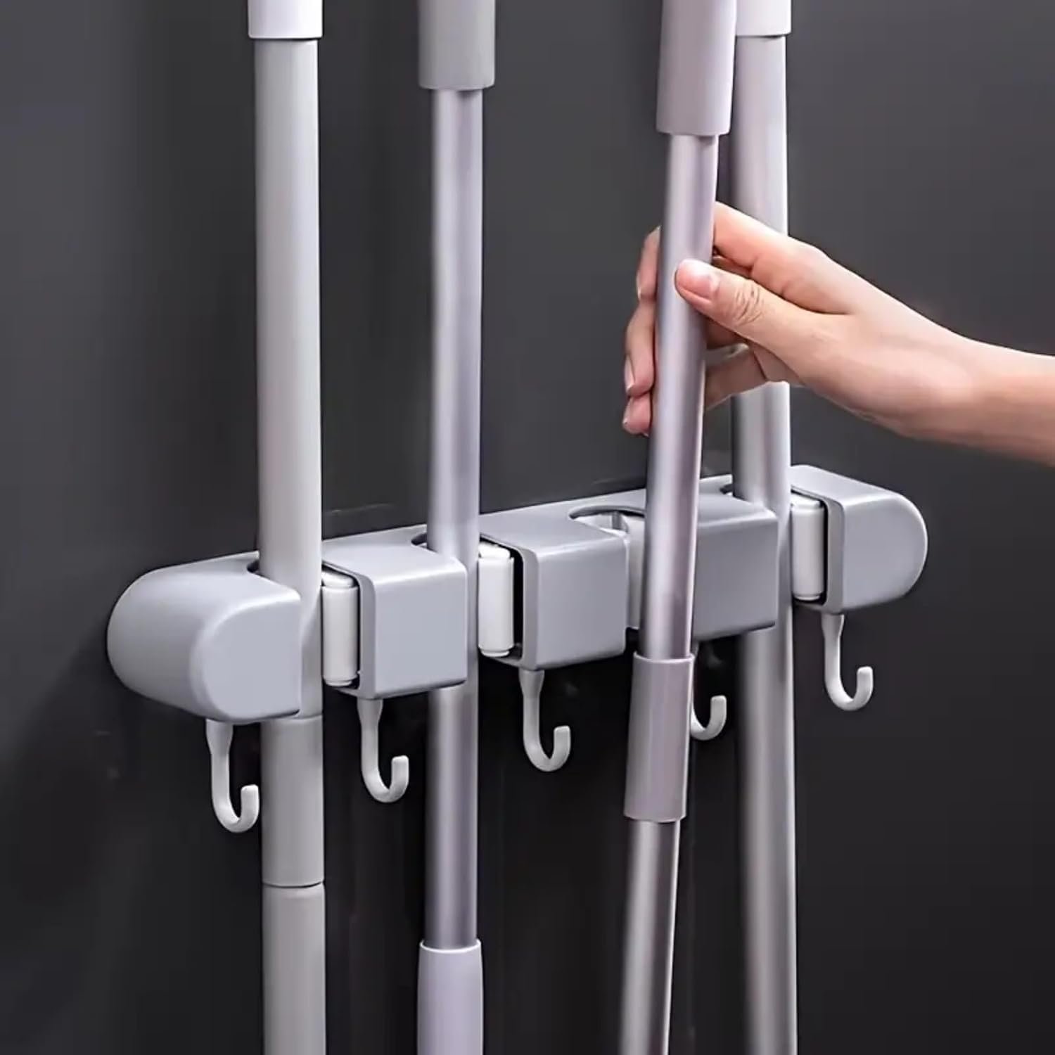 Broom Mop Holder Wall Mount, Hanger Storage Organizer for Home, Kitchen, Garage, Garden, Laundry Room, Bathroom Organization and Storage(4 Racks 5 Hooks)