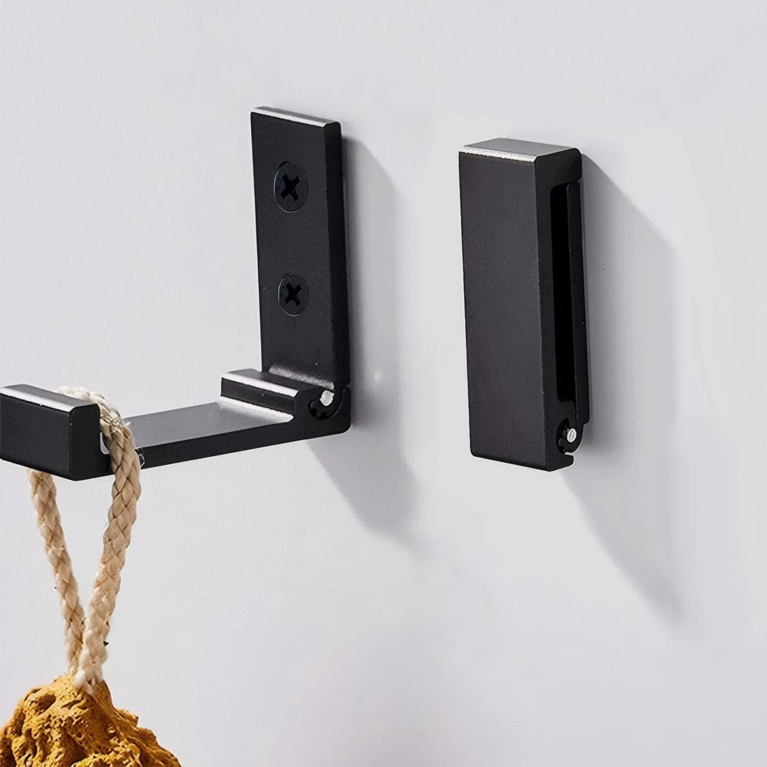2PCS Foldable Wall Hooks for Home Storage Invisible Retractable Hangers for Entryway Bathroom Kitchen Bedroom Organization, Black