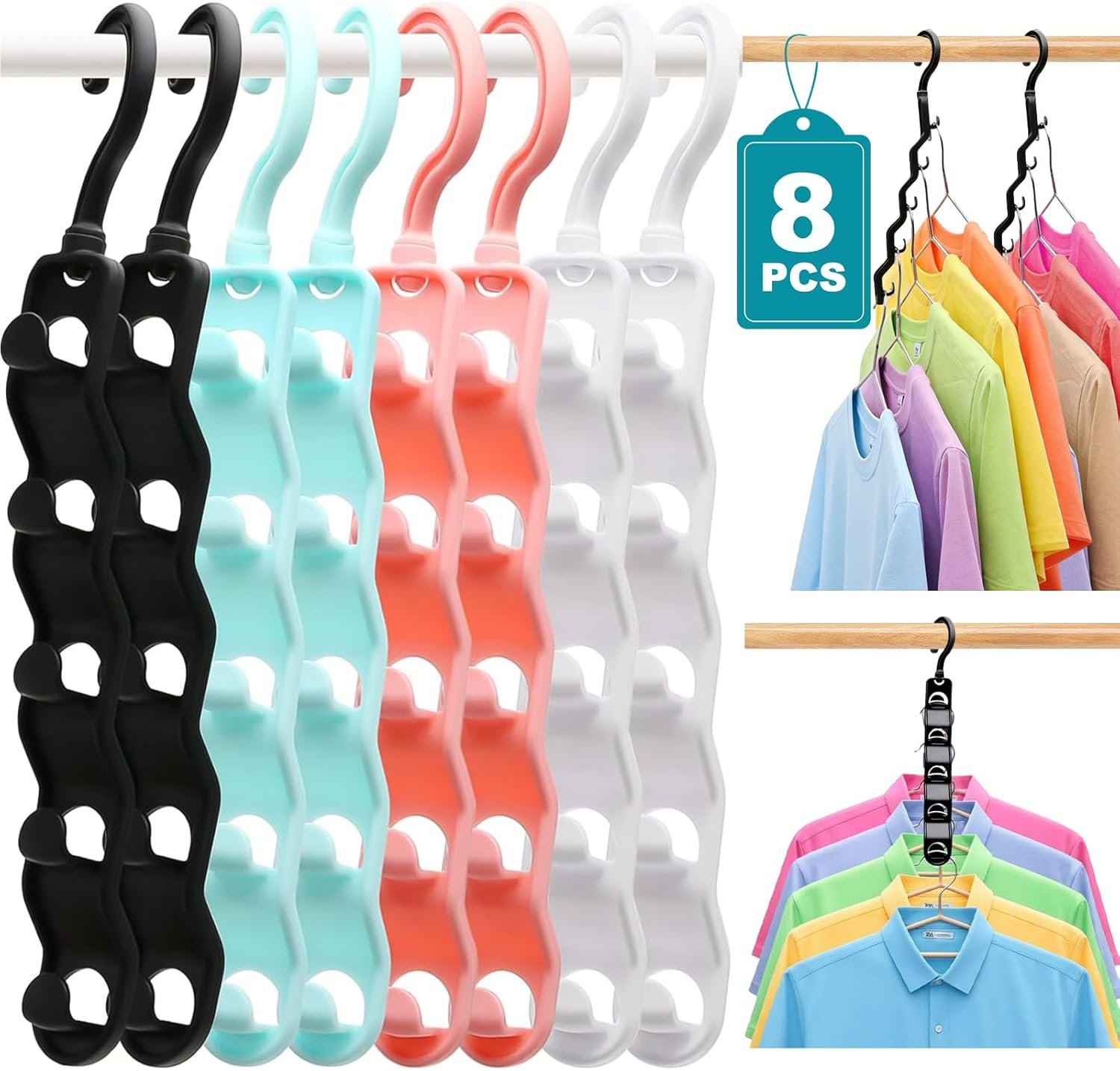 Closet Organizers and Storage,Upgraded Organization and Storage Clothes Hanger,8 Pack College Dorm Room Essentials,Sturdy Closet Organizer Home Essentials Space Saving Hangers for Thick Clothe