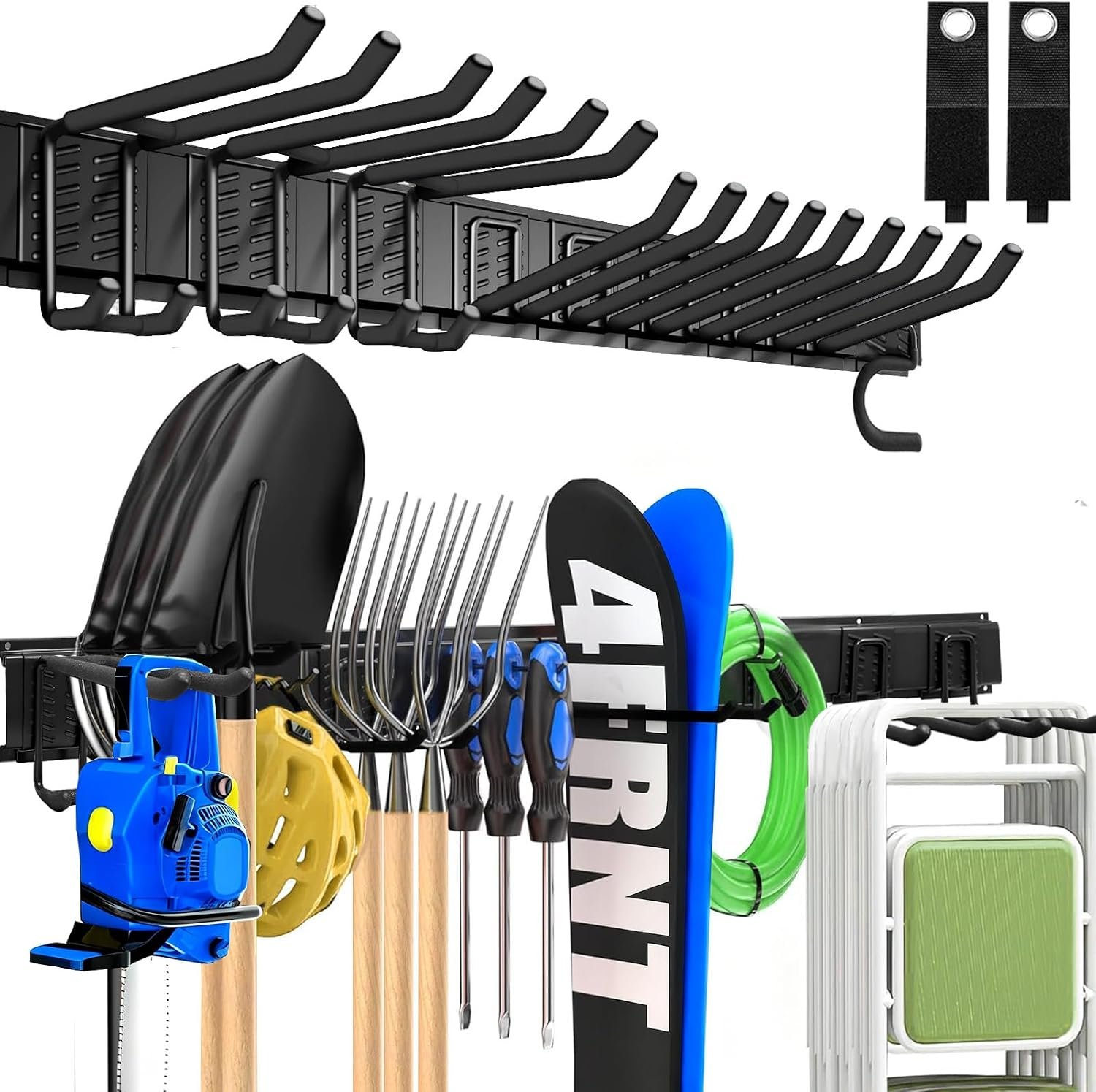 KOFANI Heavy Duty Garage Wall Organizer with 700LB Capacity, 48Inch Garage Tool Organizer Wall Mount and Garden Tool Organizer with Adjustable Tool Rack for Garage Shed Yard Storage