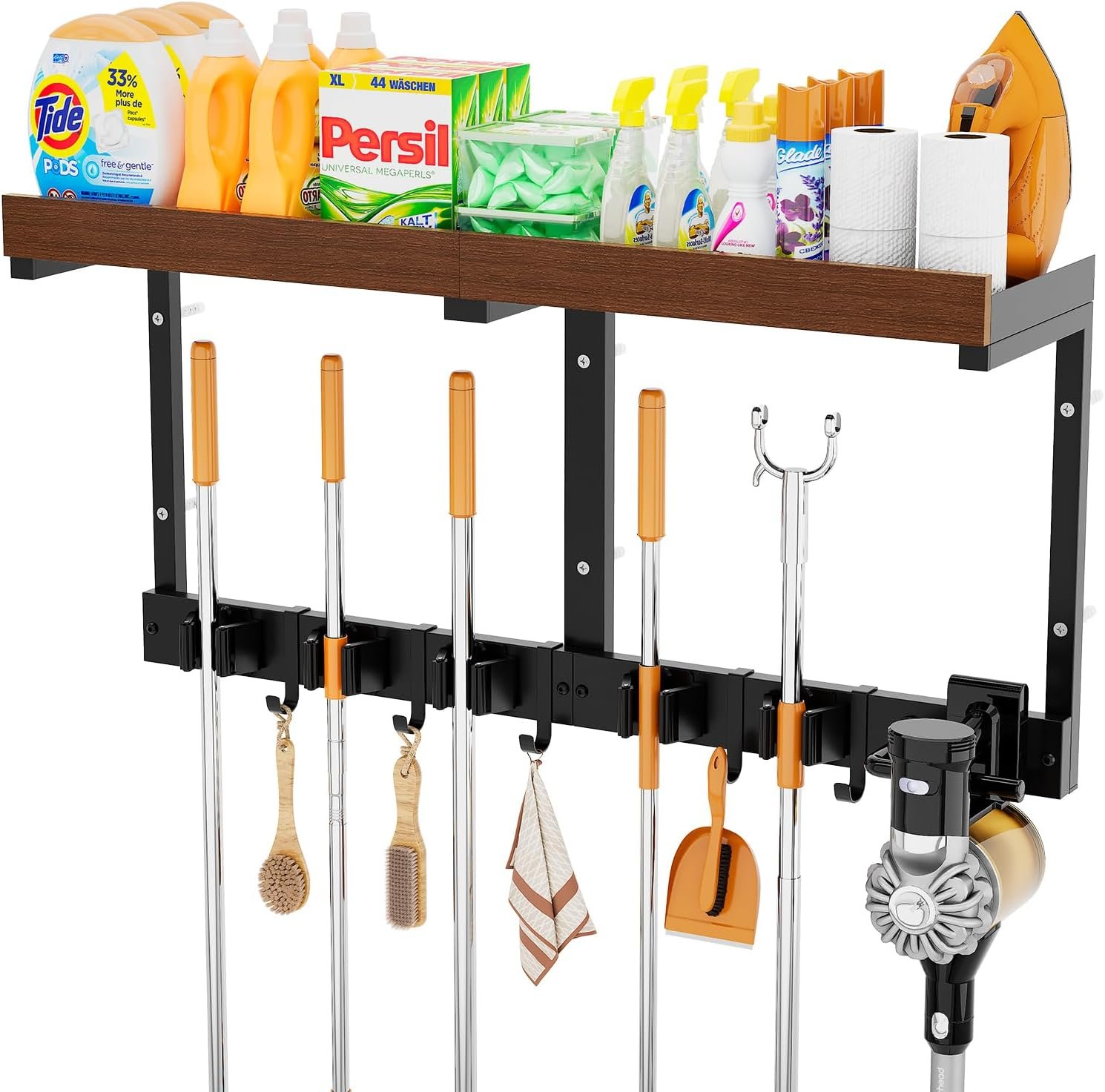 Broom and Mop Organizer Wall Hanging, Broom Hanger Holder Wall Mount