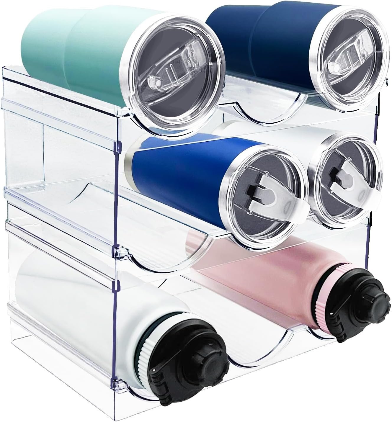 Spaclear 3 Pack Water Bottle Organizer for Cabinet, Cup Storage Organizer