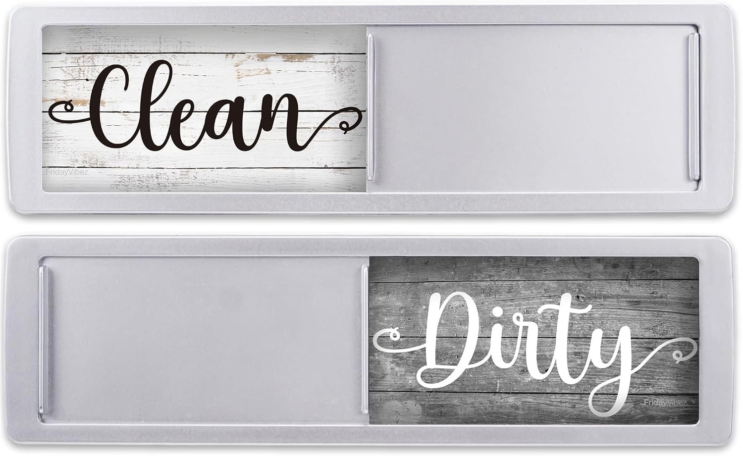 Dishwasher Magnet Clean Dirty Sign – Magnetic Signs That Say Clean/Dirty – Optional Sticker Adhesive for Non-Metal Stainless Steel Dish Washers – Light Gray Farmhouse