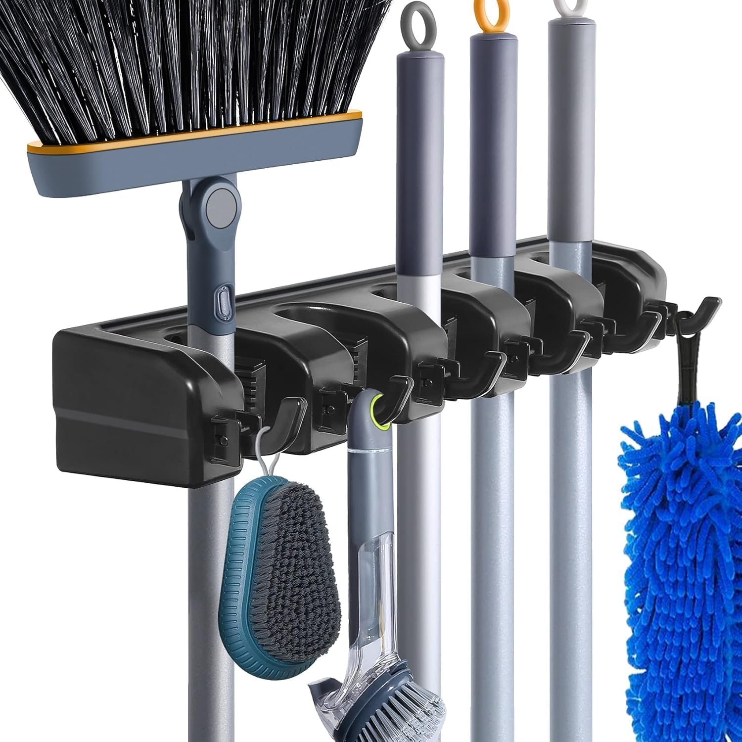 HYRIXDIRECT Broom Hanger Wall Mount, Broom Mop Organizer for Garage